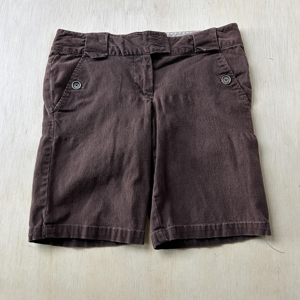 Y2K Zinc Shorts Womens 3 Brown Twill Chino Regular Fit Zip Fly Stretch